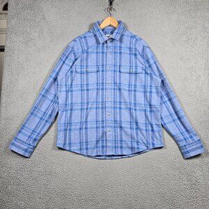 Fair Harbor Shirt Mens Size XL Light Blue Plaid Shirt Jacket Shacket Soft Cozy